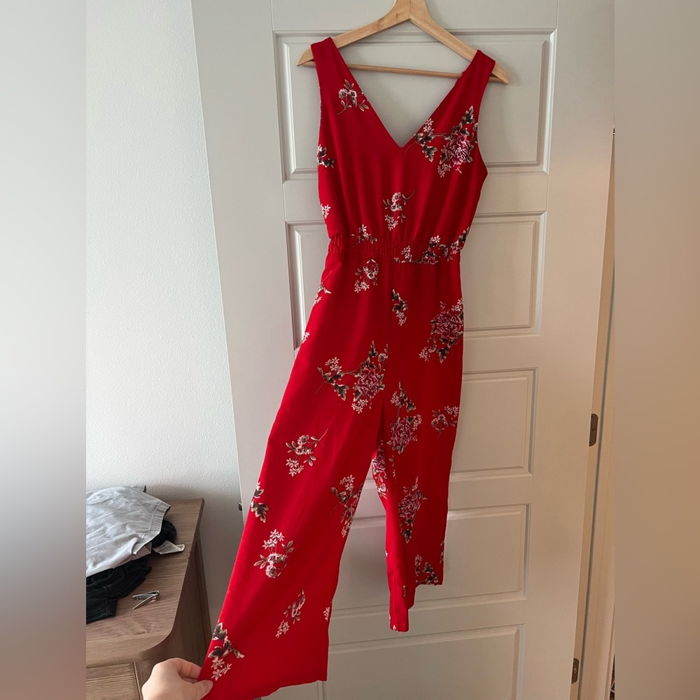 Floral Red Jumpsuit
